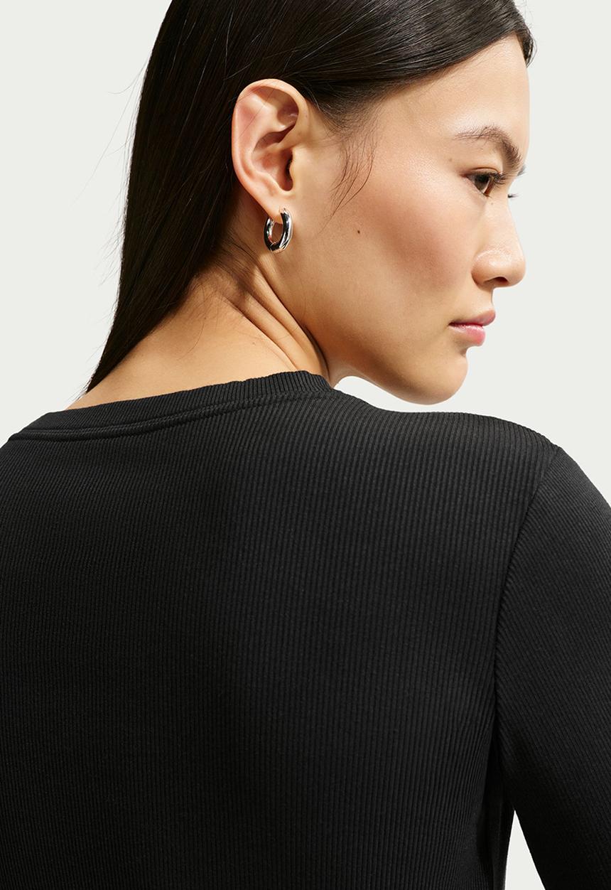 Nike - W Nsw Long Sleeve Tee Rib Tight - Black/White