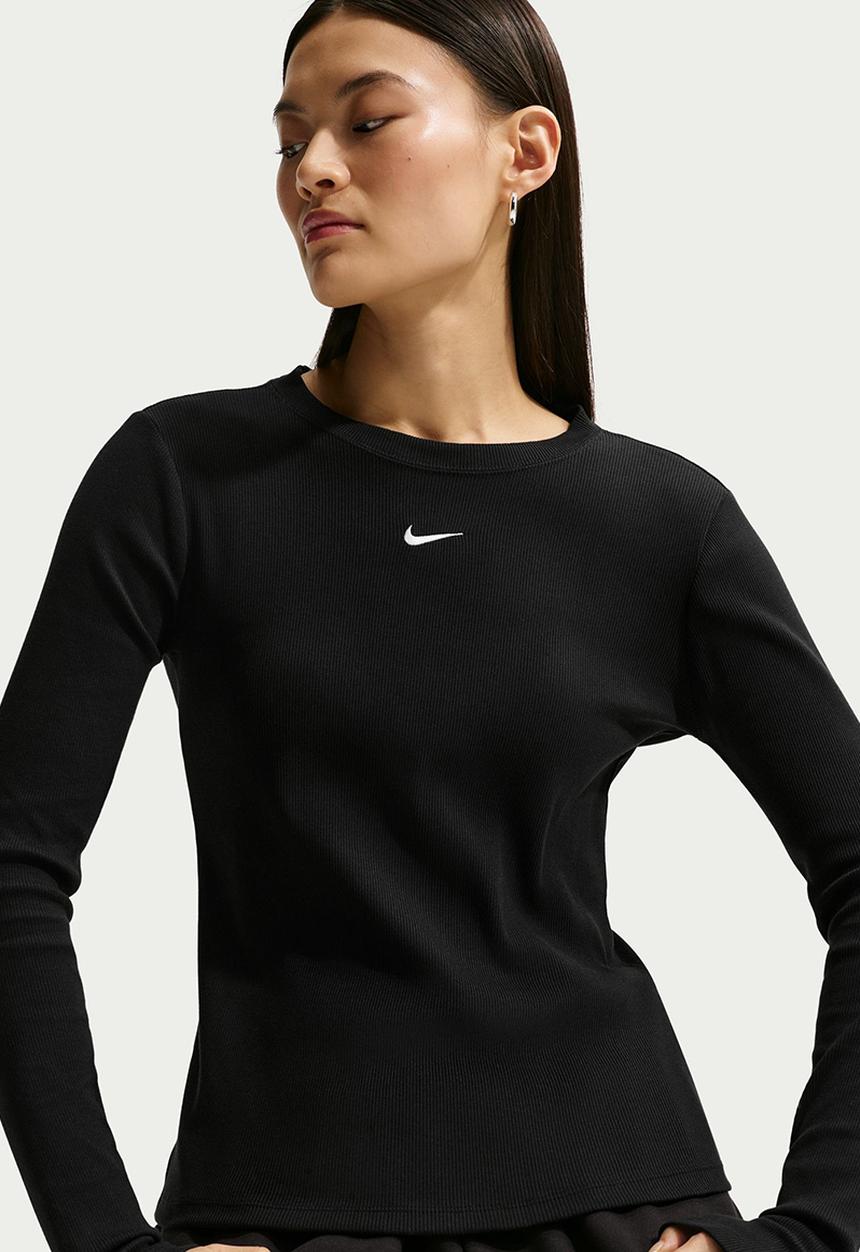 Nike - W Nsw Long Sleeve Tee Rib Tight - Black/White
