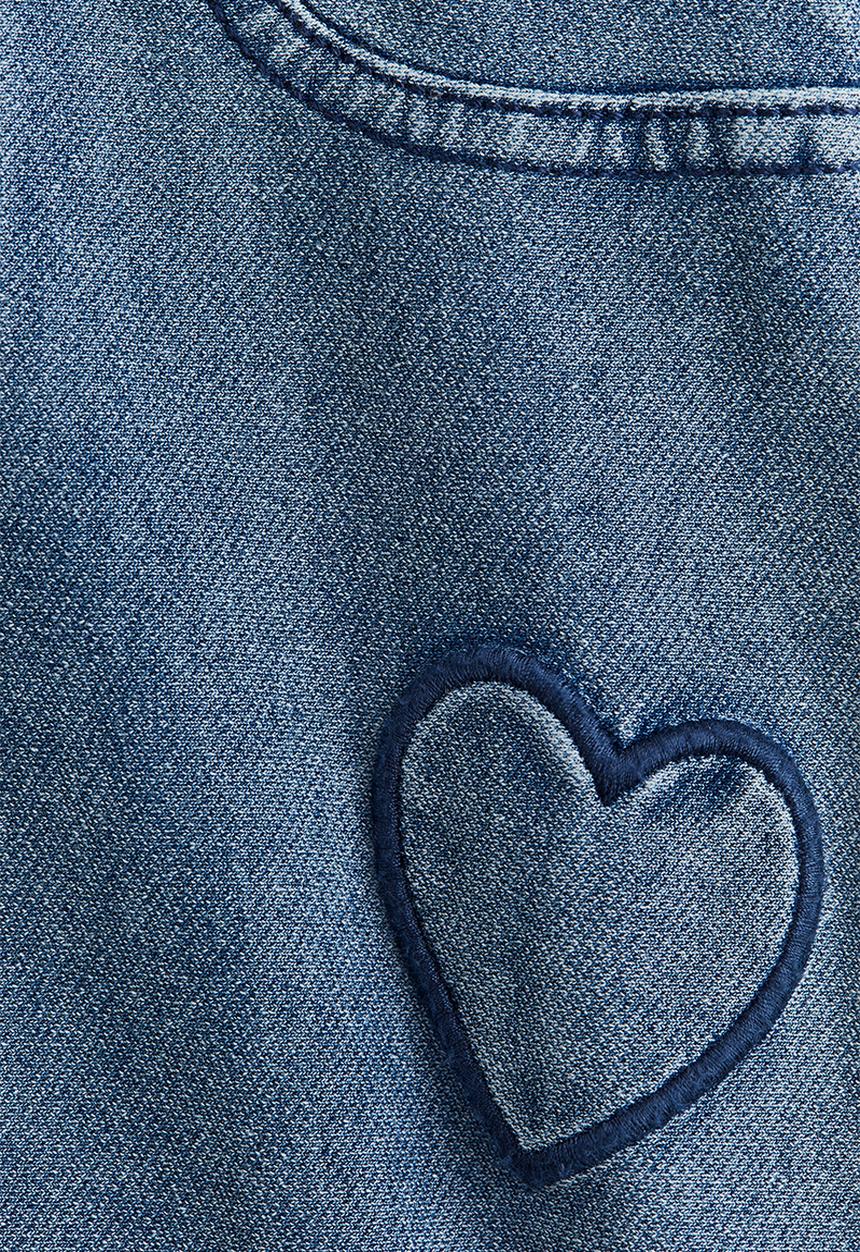 H&M - Wide denim-look trousers - light denim blue/hearts 