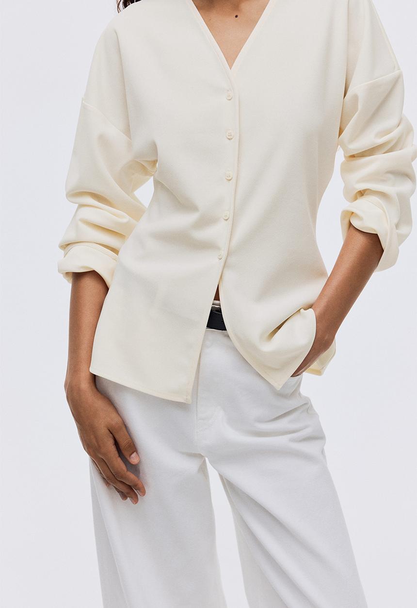 H&M - Button-front top - cream
