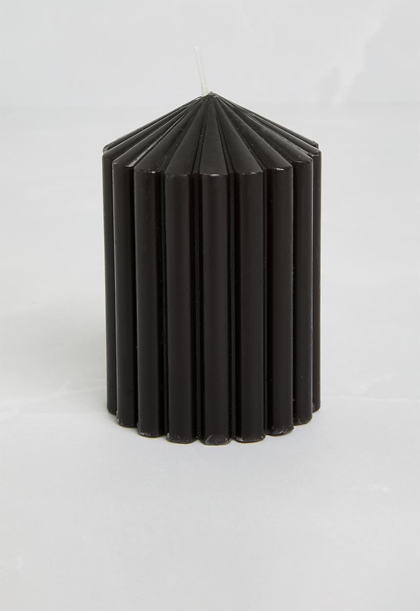 H&S - Reeded Pillar Candle - Black