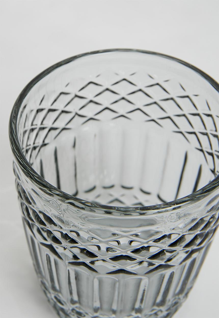 Excellent Houseware - Embossed Drinking Glass Set Of 6 - Black