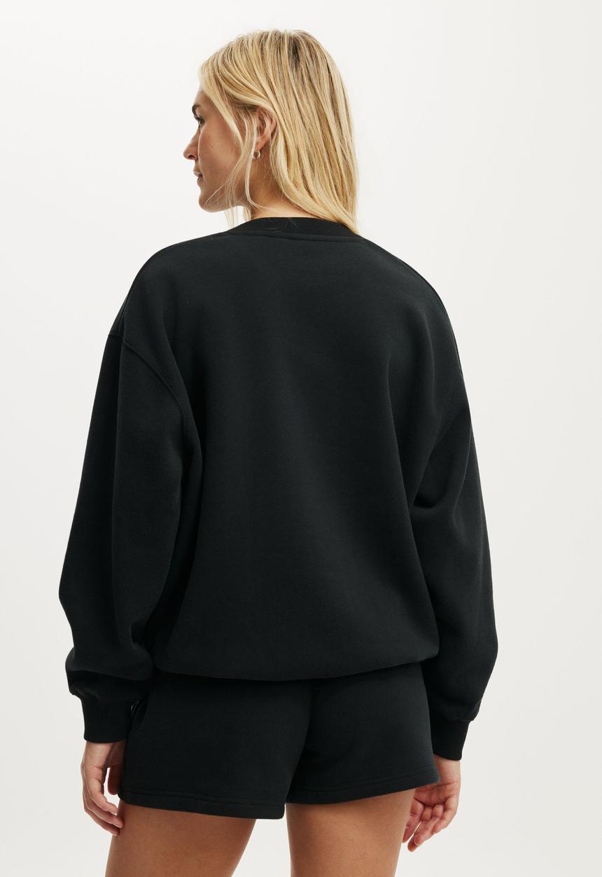 Cotton On - Plush Crew Sweatshirt - Black