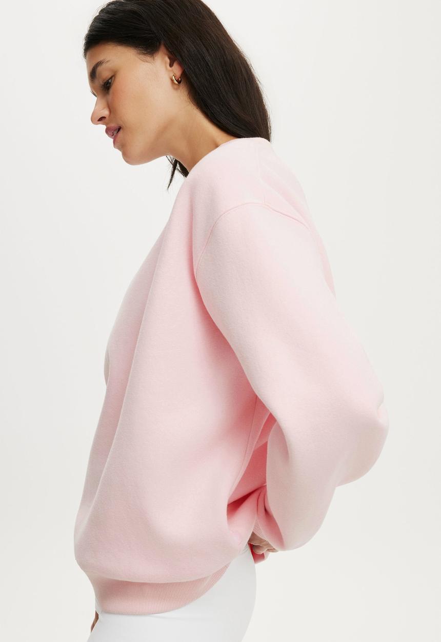 Cotton On - Plush Crew Sweatshirt - Cherry Dream