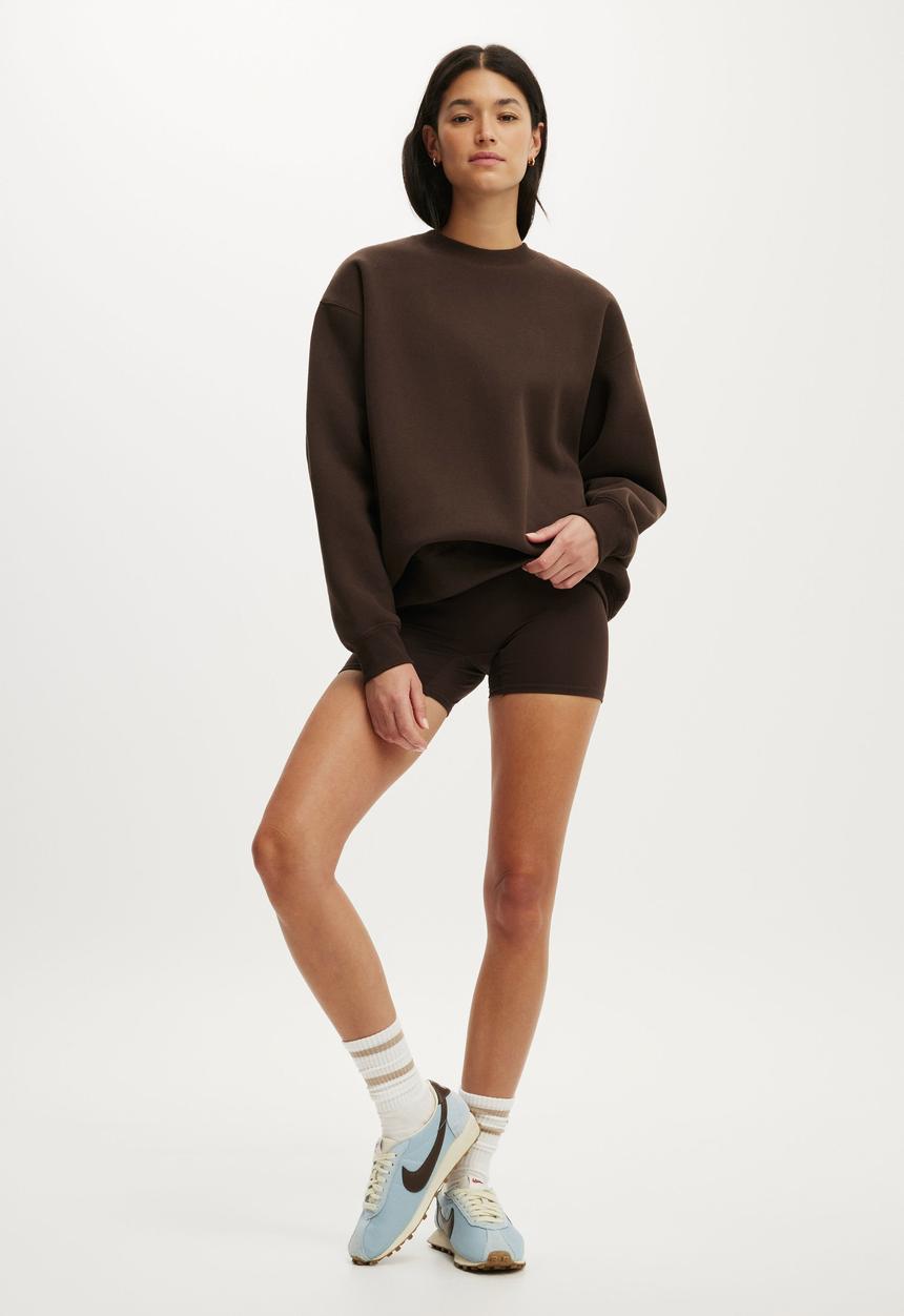 Cotton On - Plush Crew Sweatshirt - French Roast
