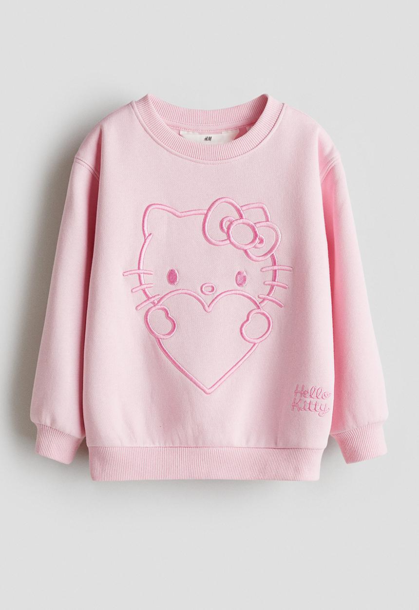 H&M - Motif-detail sweatshirt - light pink/hello kitty