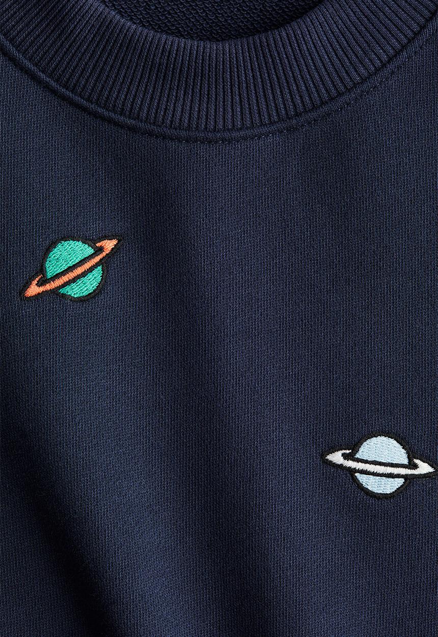 H&M - Printed crew-neck sweatshirt - navy blue/saturn