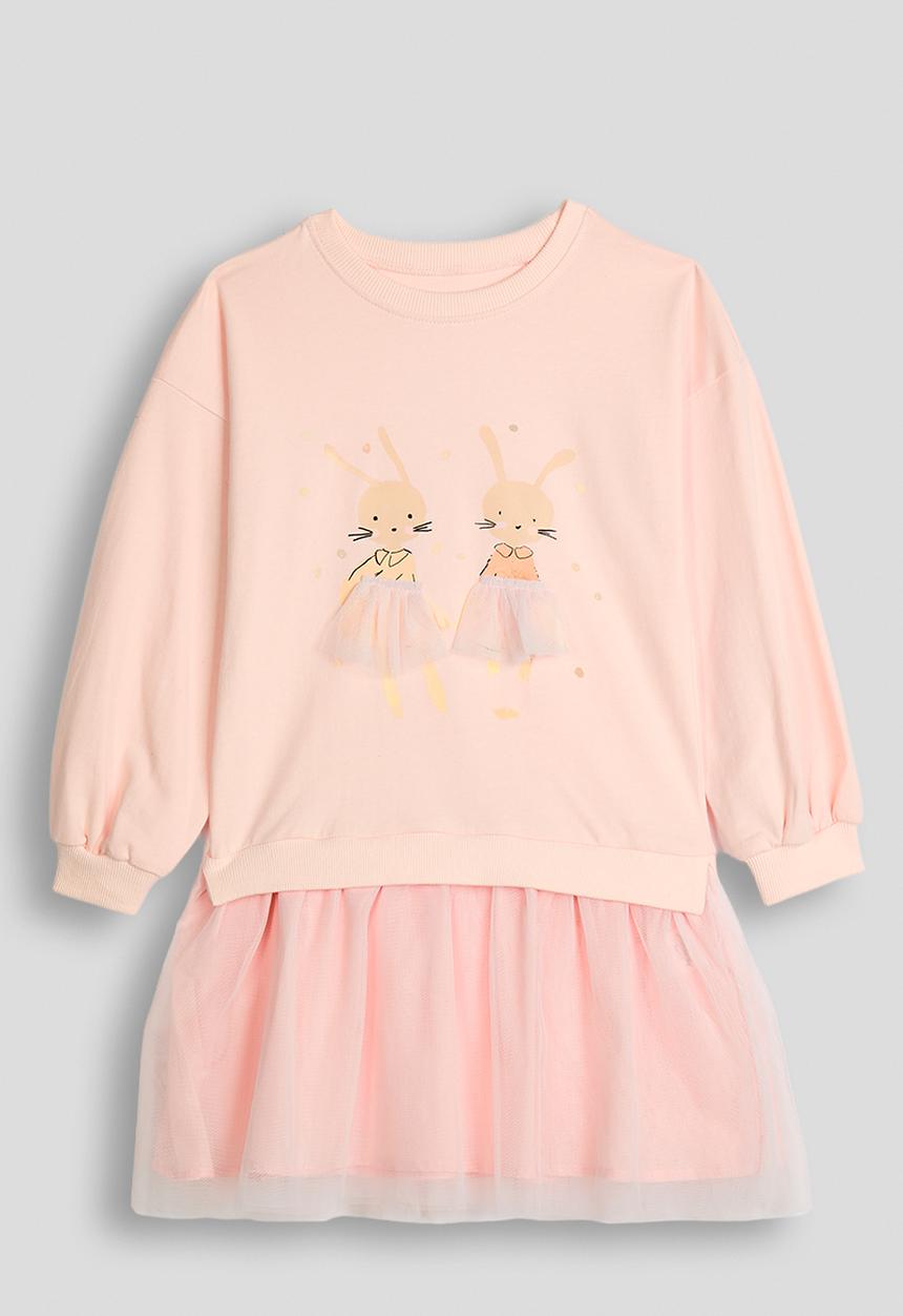 Pop Candy - Tulle bottom sweater dress - pink/bunnies