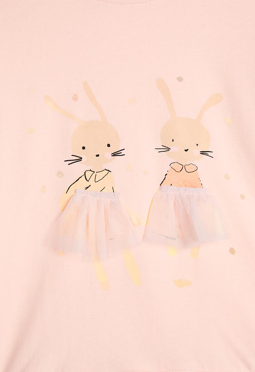 Pop Candy - Tulle bottom sweater dress - pink/bunnies
