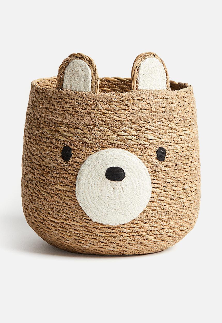 H&M - Bear-shaped jute storage basket - beige/bear