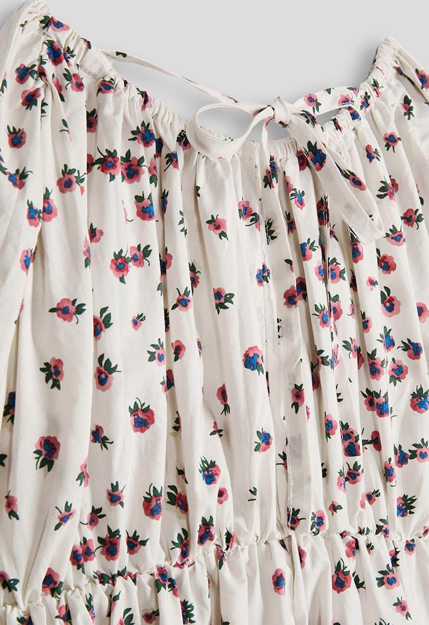 Pop Candy - Gyspy dress with elasticated waist - eggshell/floral aop