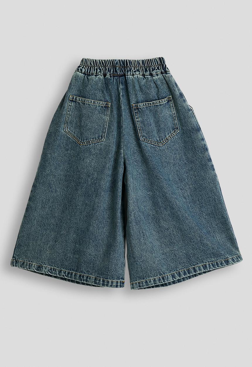 Pop Candy - Pleated waist wide leg jeans - blue