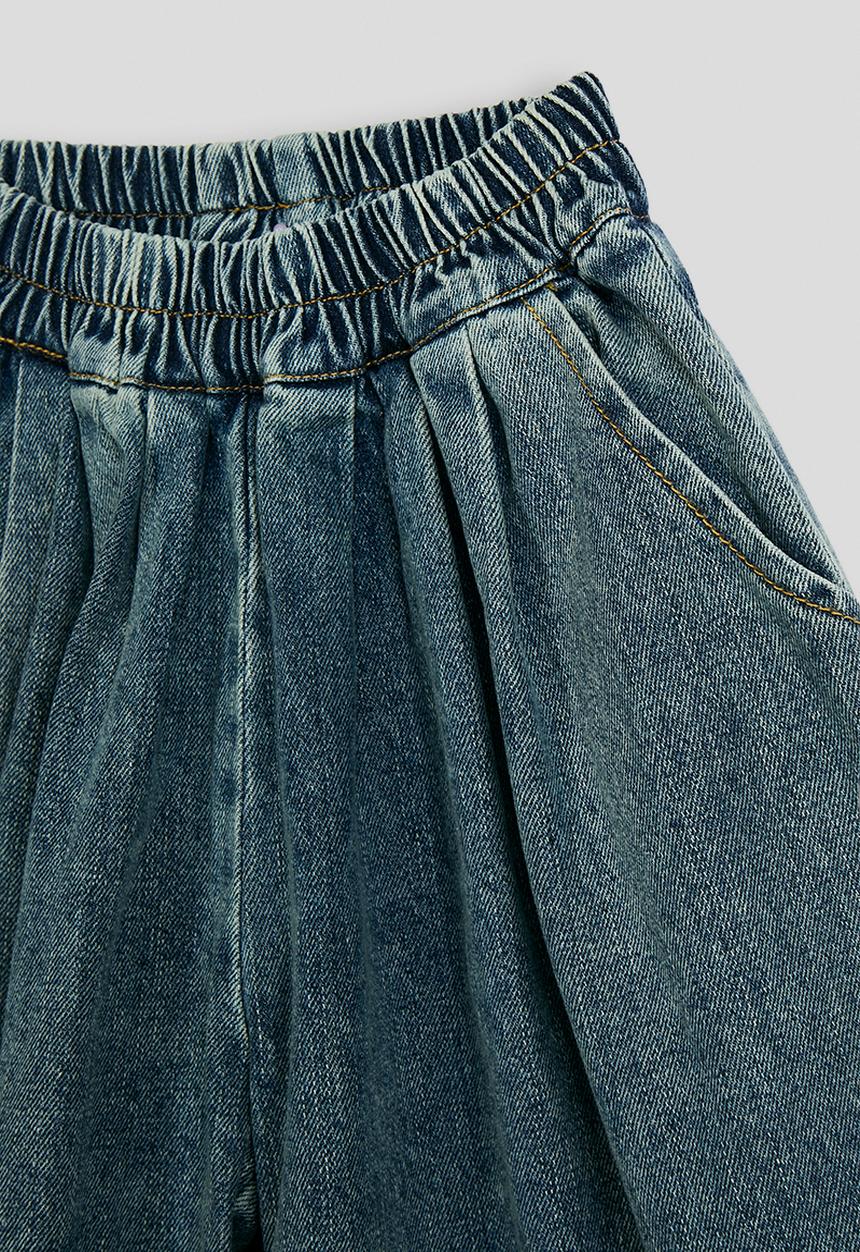 Pop Candy - Pleated waist wide leg jeans - blue