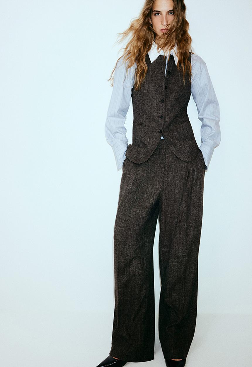 H&M - Long waistcoat - dark brown marl 