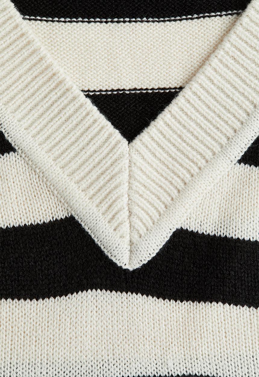 H&M - Sweater vest - white & black striped