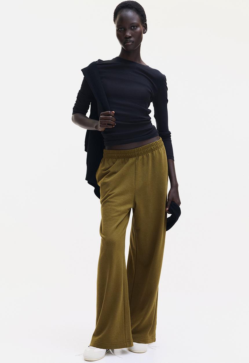 Sweatpants - khaki green - 1281439015