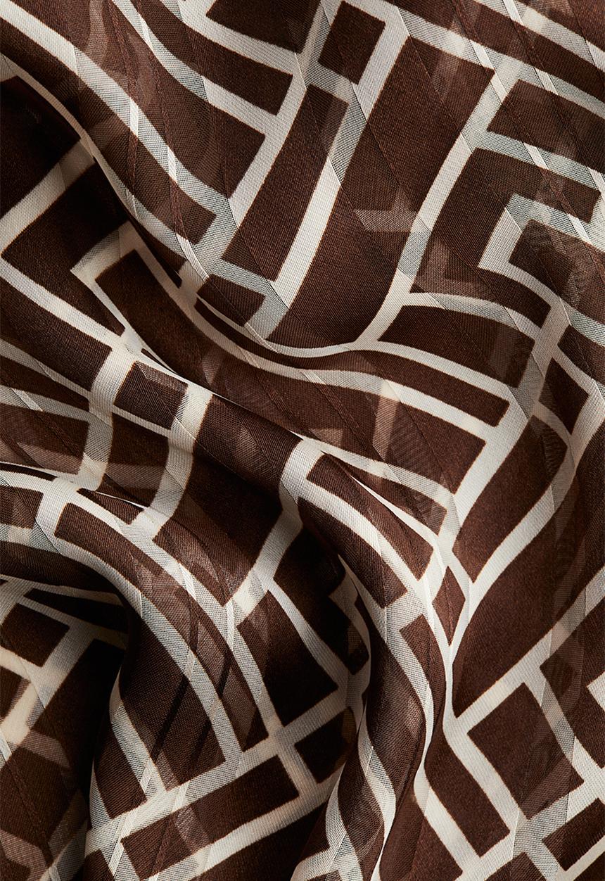 H&M - Stand-collar blouse - brown patterned