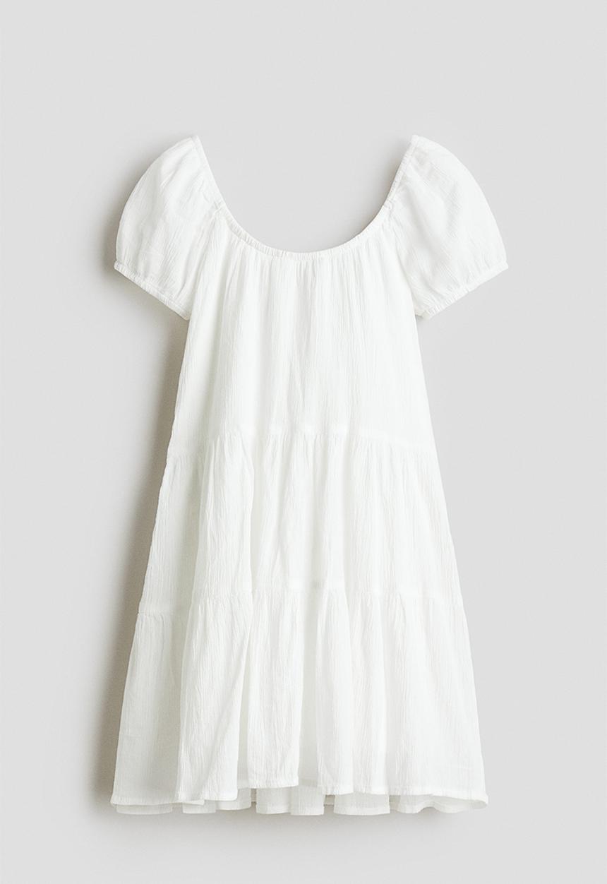 H&M - Crinkled cotton dress - white