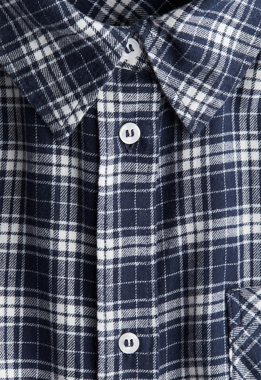 H&M - Cropped cotton shirt - dark blue/checked 