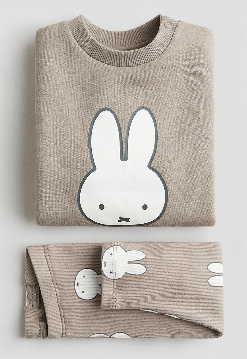H&M - 2-Piece printed set - greige/miffy 