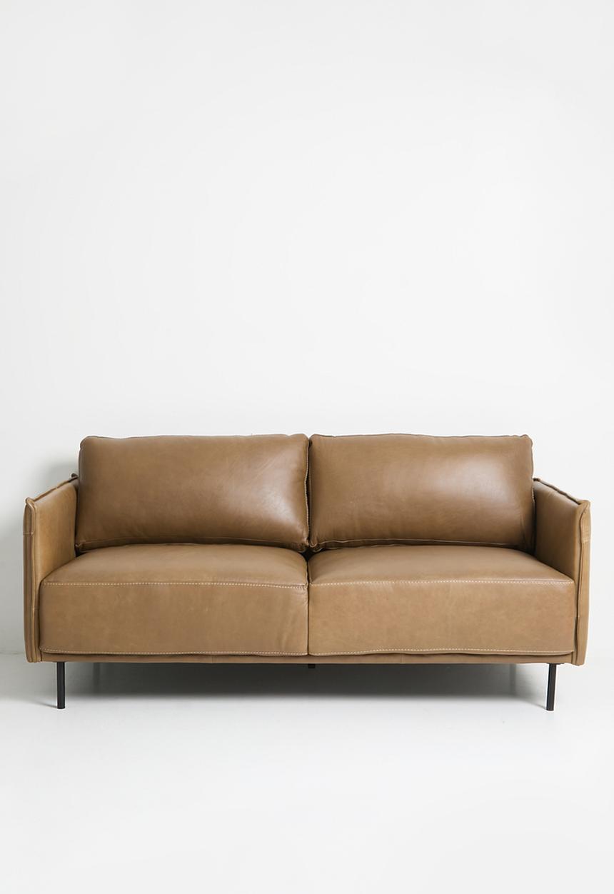 Sixth Floor - Lazslo Leather 3 Seater Sofa - Tan