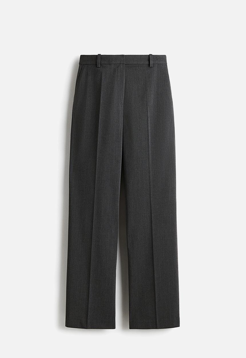H&M - Straight trousers - dark grey marl pinstriped