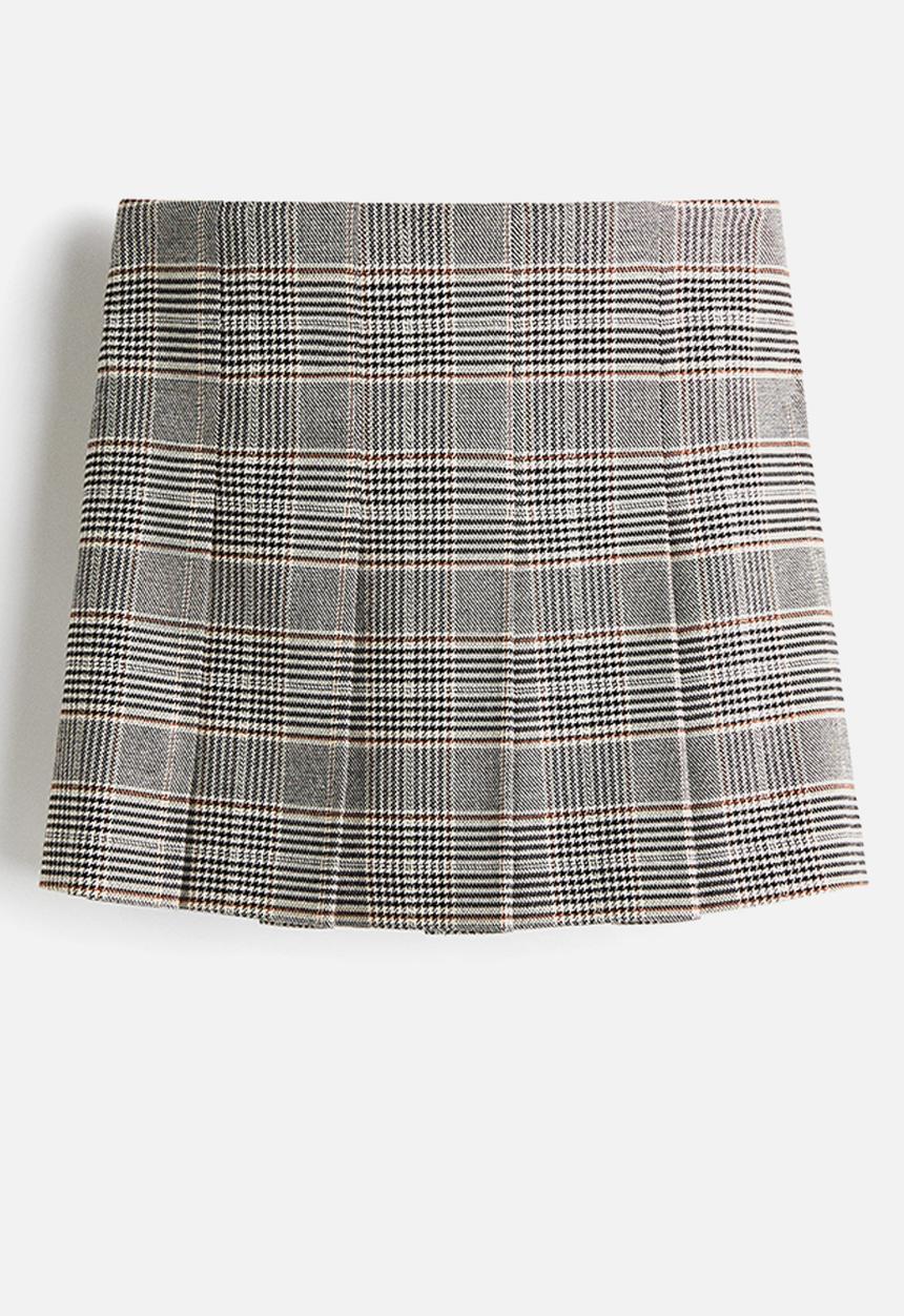 H&M - Pleated skirt - beige checked