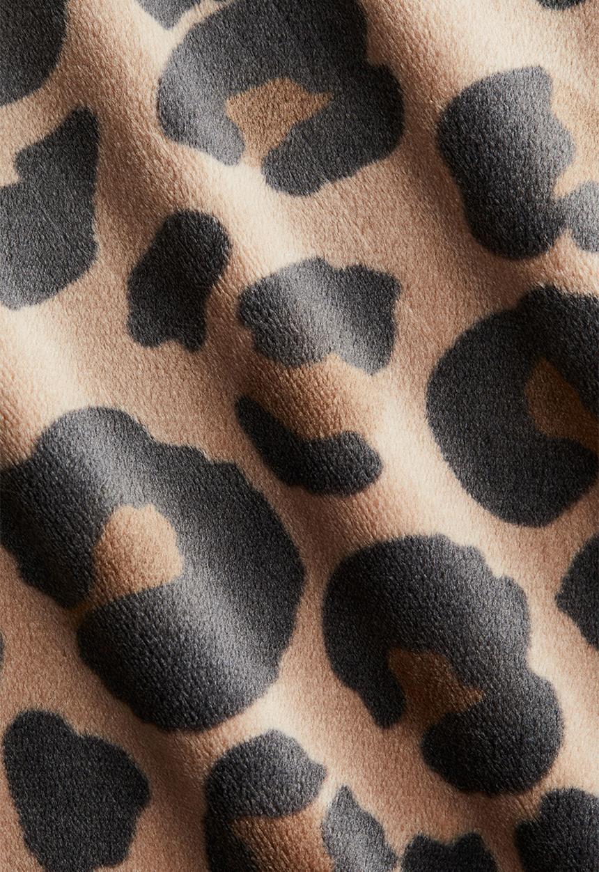 H&M - Flared velour joggers - beige/leopard print