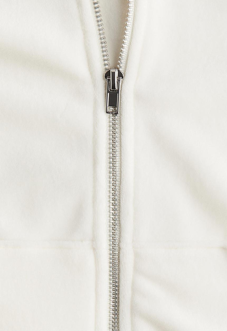 H&M - Velour zip-through hoodie - white