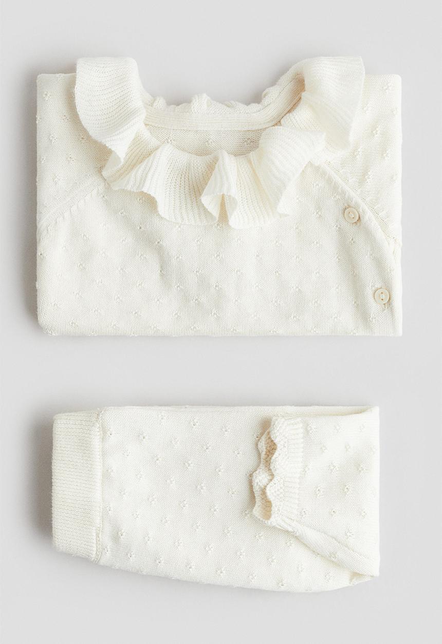 H&M - 2-Piece pointelle-knit set - white