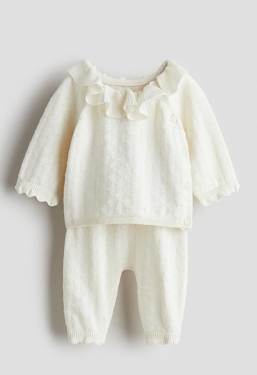 H&M - 2-Piece pointelle-knit set - white