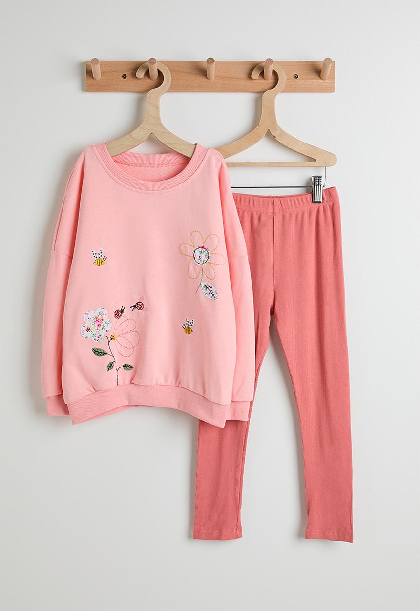 Pop Candy - Patchwork graphic sweashirt with leggings - pink/multi