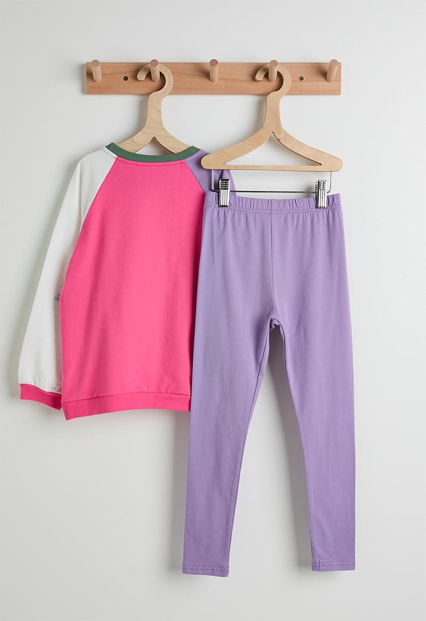 Pop Candy - Embroidered patchwork sweatshirt with leggings - pink/purple/pony