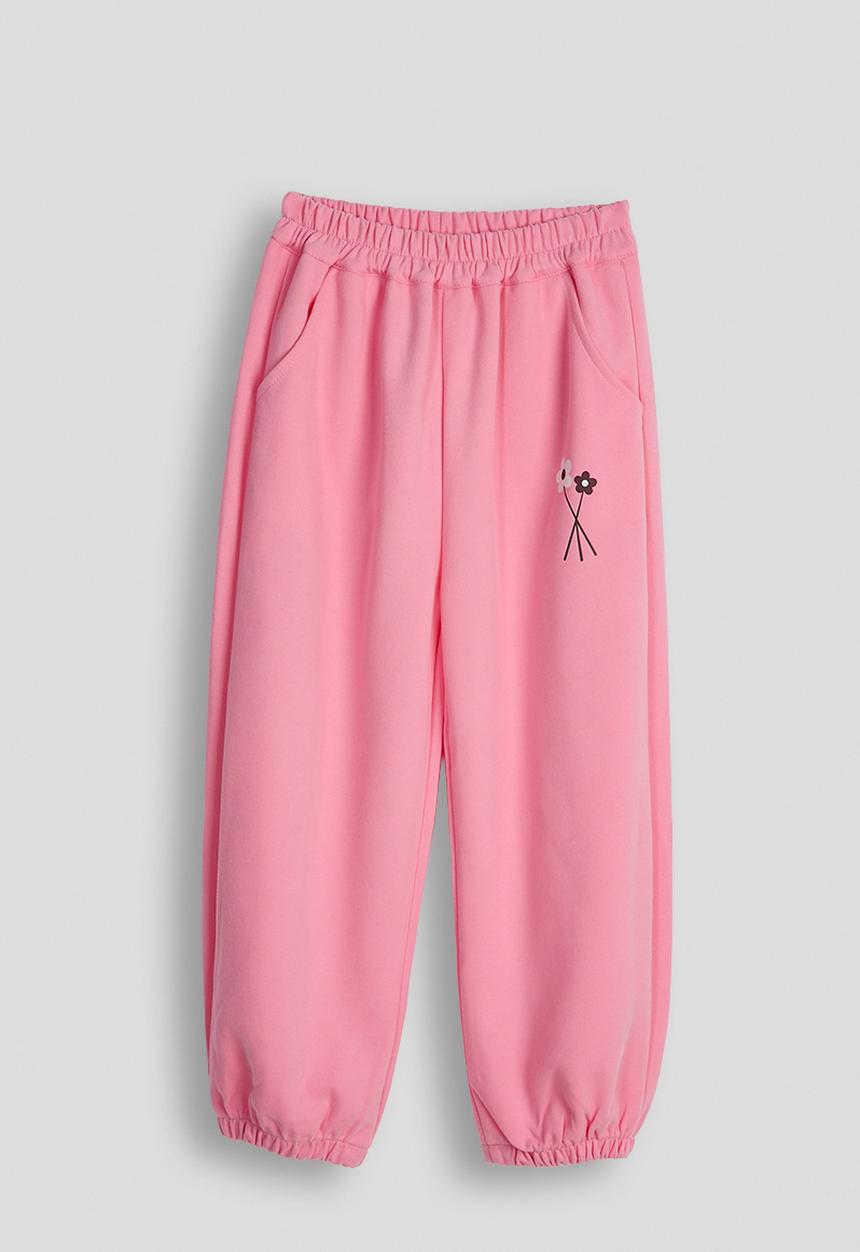 Pop Candy - Floral applique sweatshirt & sweatpants - carnation pink