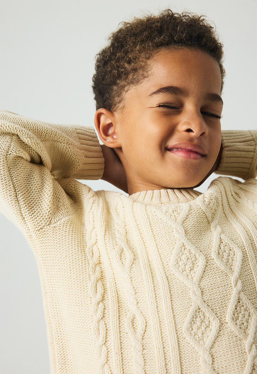 H&M - Cable-knit jumper - light beige 