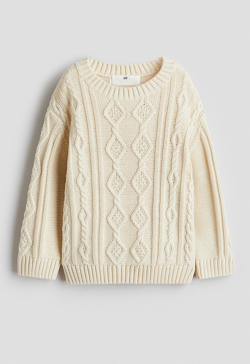 H&M - Cable-knit jumper - light beige 