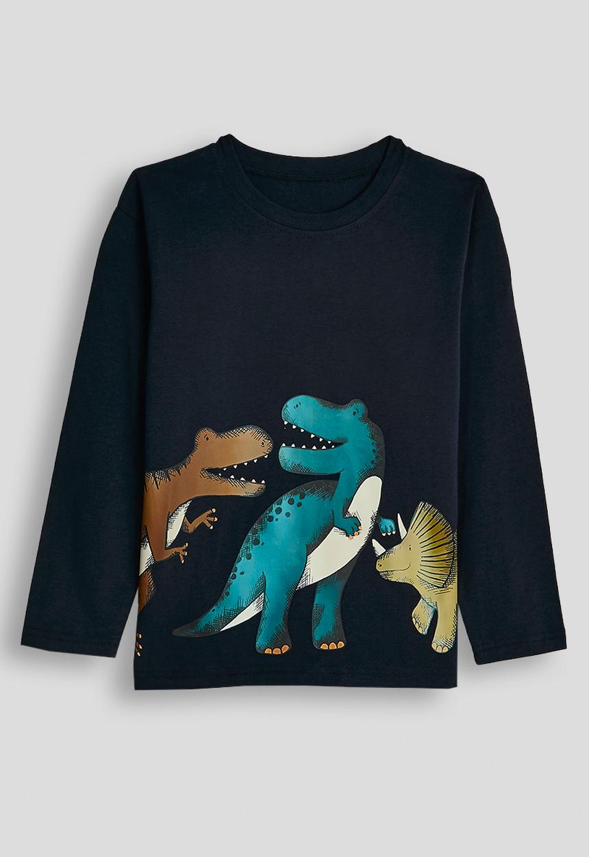 Pop Candy - Dino graphic sweatshirt with joggers - navy/dark gold/stripes