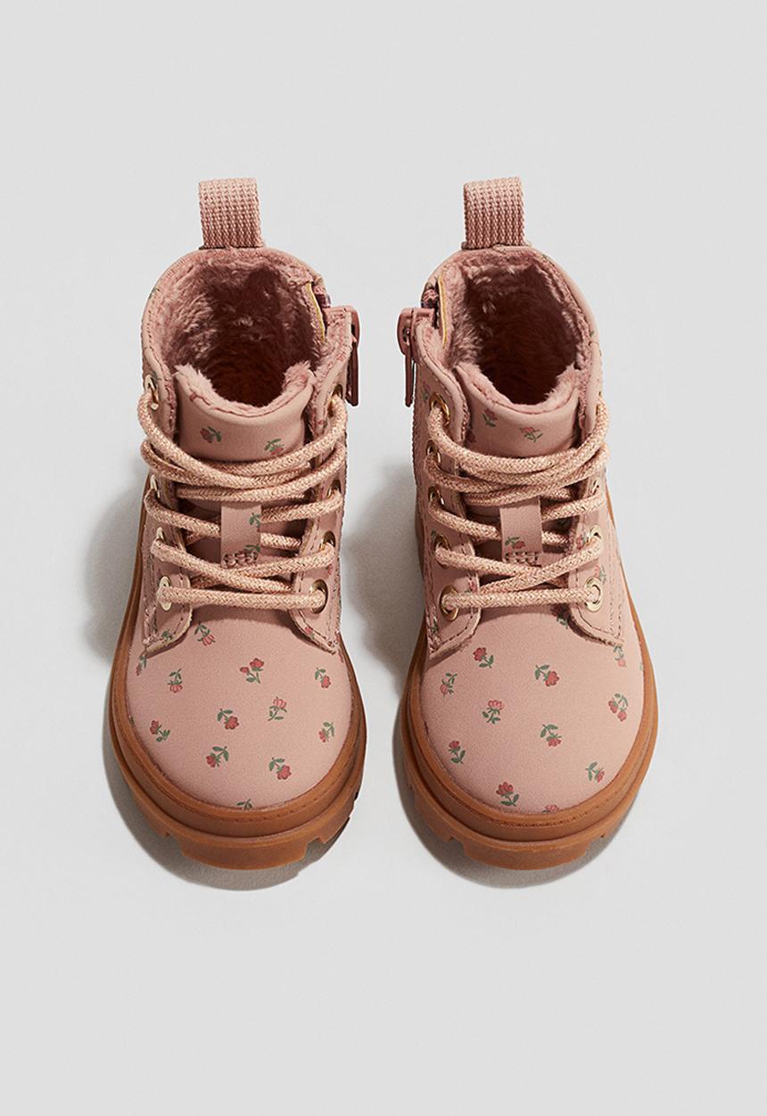 H&M - Lace-up boots - light dusty pink/floral