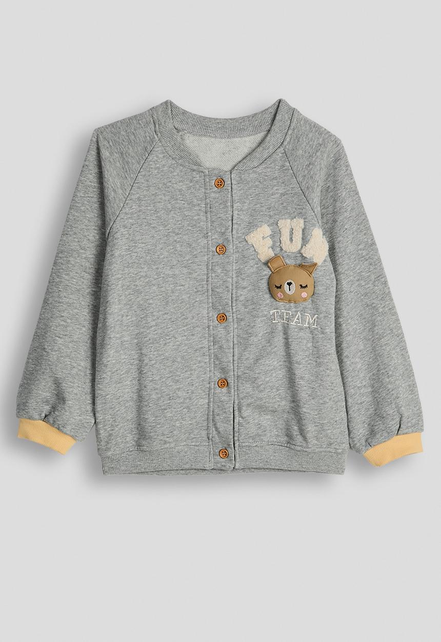 Pop Candy - Baseball jacket-style cardigan with ribbed pants - grey/ecru