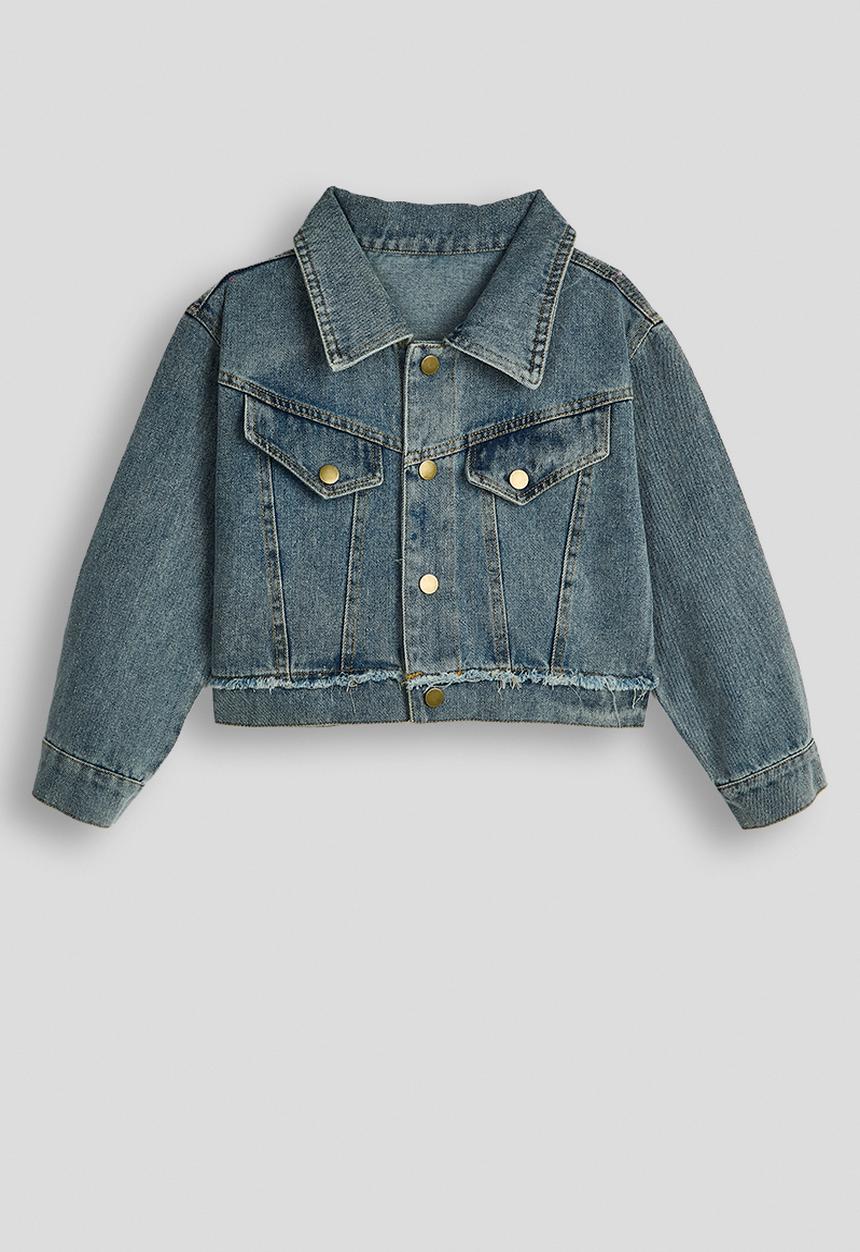 Pop Candy - Sunbleached denim jacket & wide leg jeans - blue