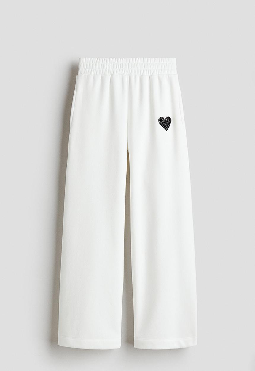 H&M - Straight sweatshirt joggers - white/heart 