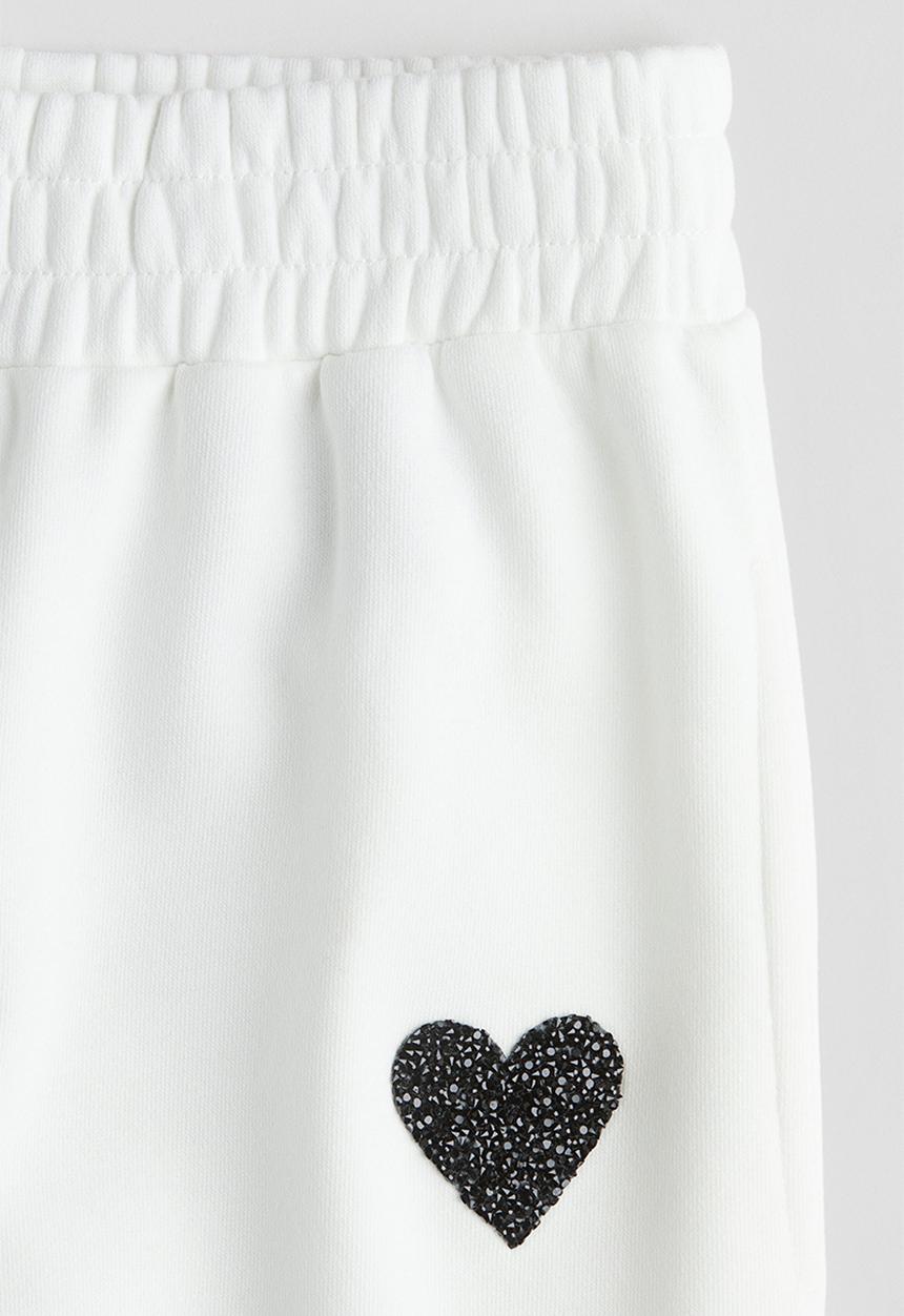 H&M - Straight sweatshirt joggers - white/heart 