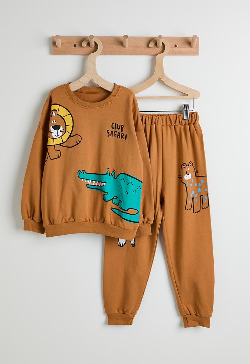 Pop Candy - Club safari sweatshirt with joggers - tan