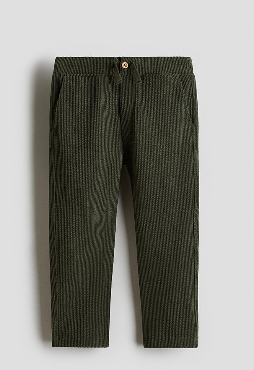 H&M - Ribbed velour trousers - dark green