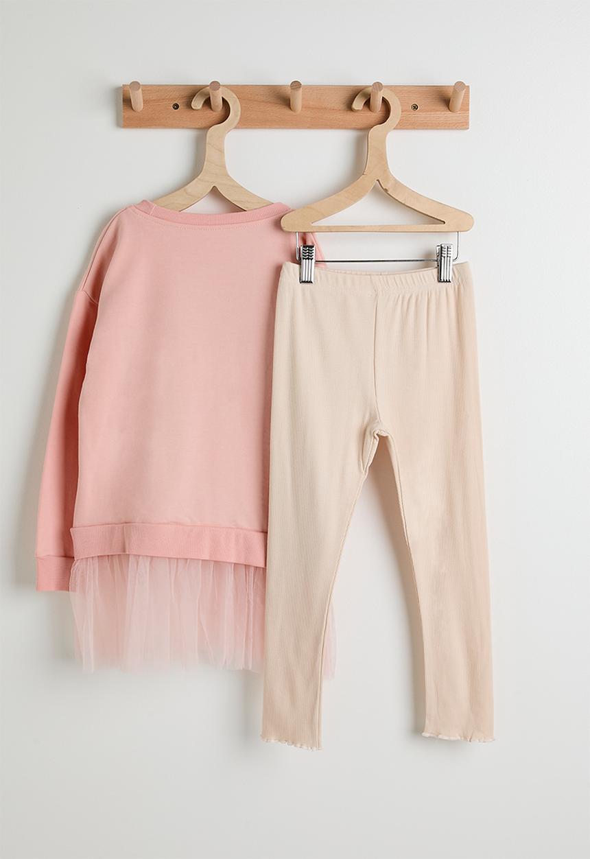 Pop Candy - Tulle skirt sweat top with leggings - baby pink/mice