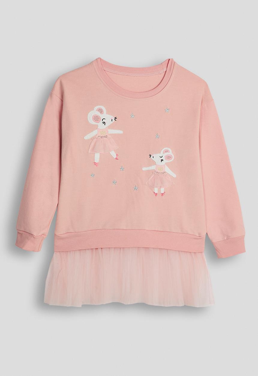 Pop Candy - Tulle skirt sweat top with leggings - baby pink/mice