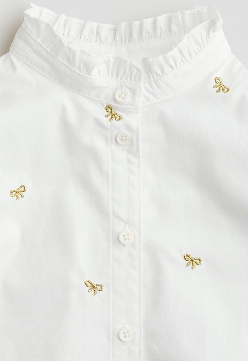 H&M - Cotton poplin blouse - white/bows