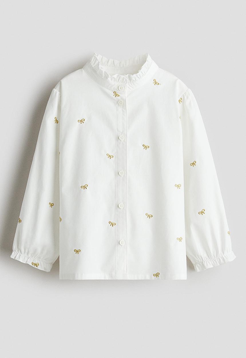 H&M - Cotton poplin blouse - white/bows