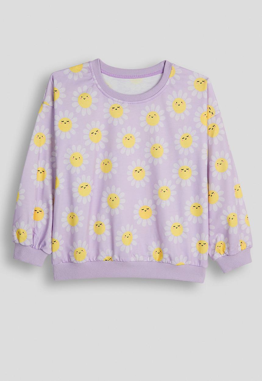 Pop Candy - Daisy aop sweat top & plain leggings - lilac