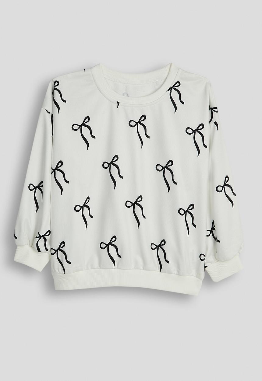 Pop Candy - Aop sweat top & bow applique leggings - white/black